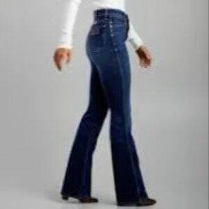 WRANGLER WESTWARD 626 HIGH RISE BOOT JEANS MEDIUM DISTRESS RAW HEM JEANS 32 w